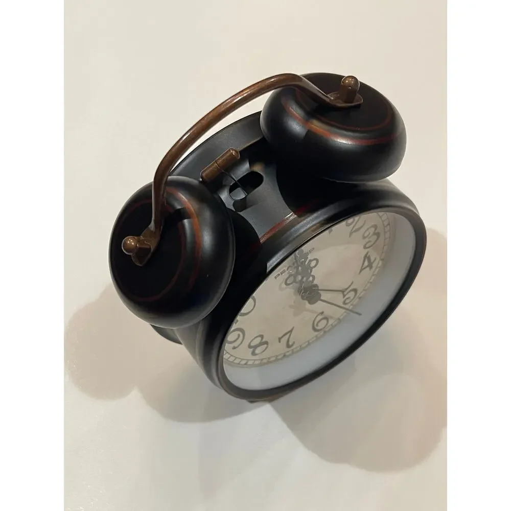 Retro 4.5 inches Battery Operated Twin Bell Loud Alarm Clock (Black with Arabic)